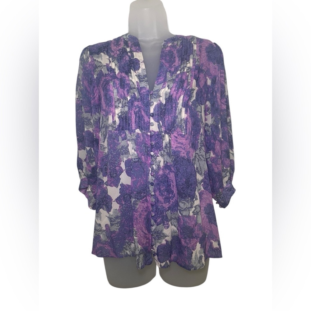 Joie Purple Floral Peasant Blouse Size XS